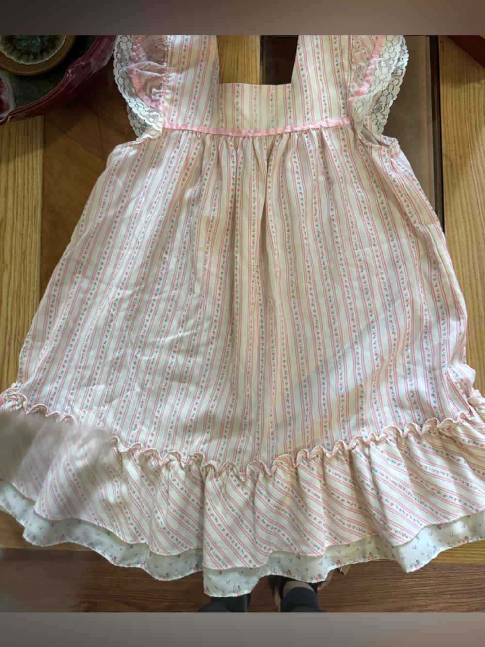 Her Majesty vintage 1980’s  Pink Striped Ruffle Summer Dress for Girls